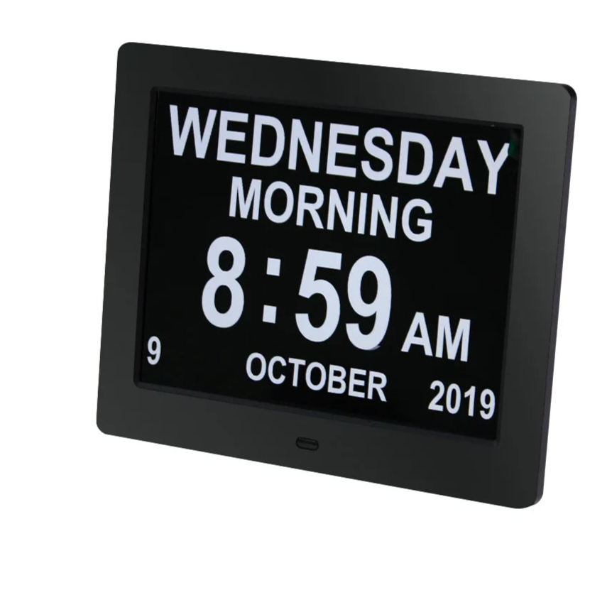 8" LCD Senior Clock - Medication Alarm & Photo Display