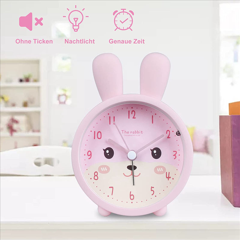 Rabbit Alarm Clock for Kids - Silent, Cute, Night Light