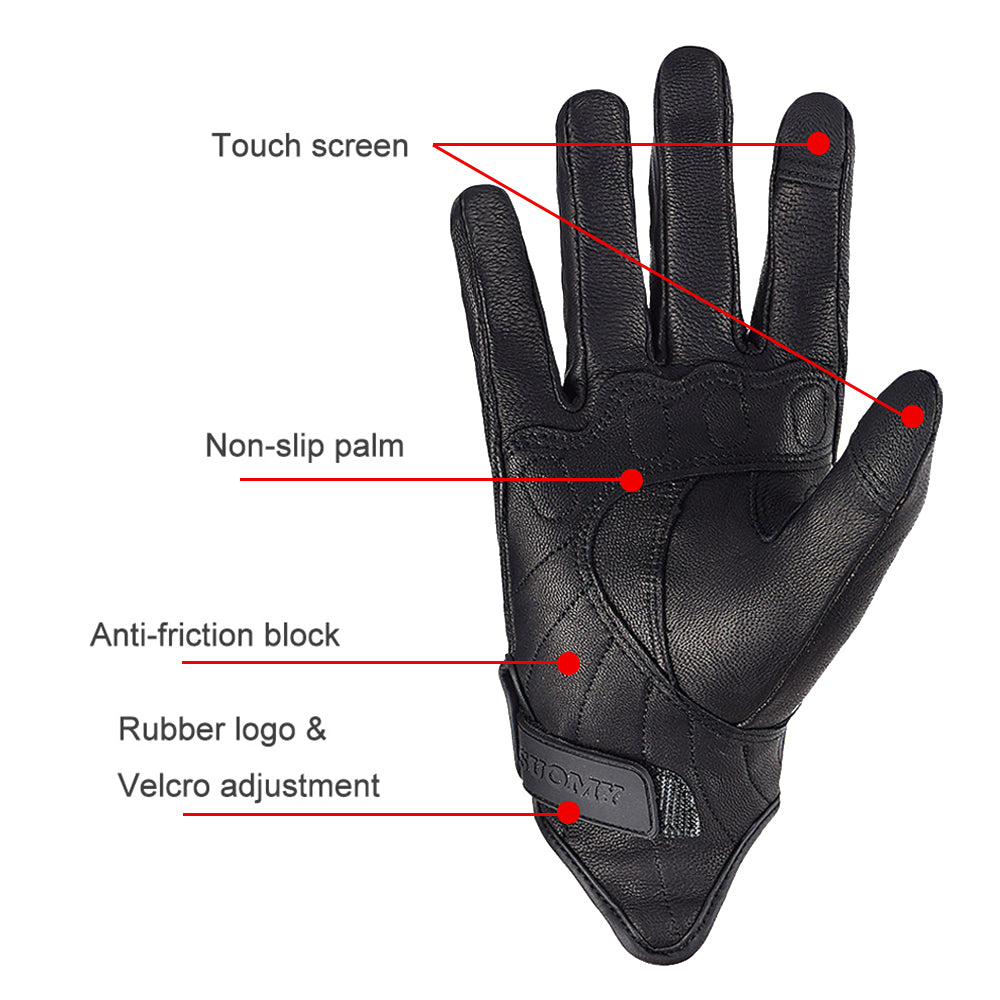 Motorcycle Gloves Breathable Goat Leather Touchscreen