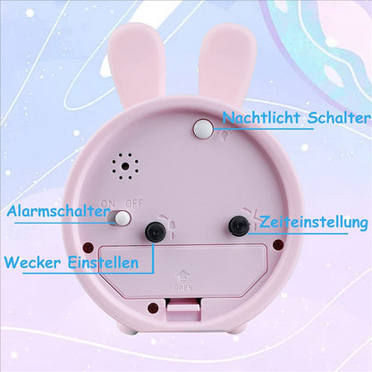 Rabbit Alarm Clock for Kids - Silent, Cute, Night Light