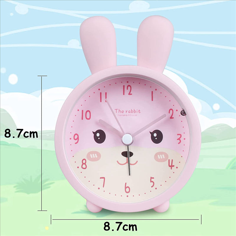 Rabbit Alarm Clock for Kids - Silent, Cute, Night Light